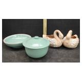 CERAMIC POT & BOWL, CERAMIC SWANS