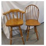 2 WOODEN BAR STOOLS
