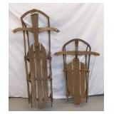 2 VINTAGE WOODEN  WITH METAL SLIEGH