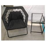 GLASSTOP END TABLE & FOLD UP CHAIR