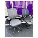 Two Gray Mesh Office Chairs