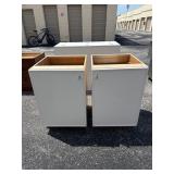 White Hood with Two Base Cabinets and Drawers