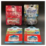 4 Diecast Cars Blues Brothers,Coca-Cola,Thomas