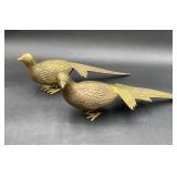 Pair of Brass Pheasants Statues Figures