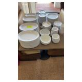 246 assorted white melamine plates and bowls