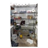 Contents of back storeroom including Metro shelf