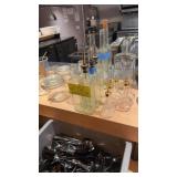 Lot of clear bottles and jars