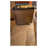 Marble top cart with wood decor and heavy duty