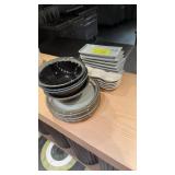 Lot of green tint assorted plates