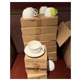 LOT OF WHITE CUPS AND SAUCERS 40+CUPS, 24+SAUCERS