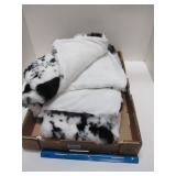 New Faux Fur Cow Print Throw Blanket