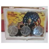 Vintage Uncirc. 1943 Steel Penny Set P D & S Mint