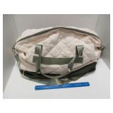 New Tan and Green Quilted Duffle Bag