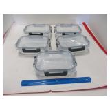 5 New Glass Bottom Food Storage Containers