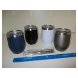 4 New Stainless Steel Wine Tumblers