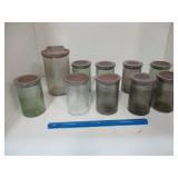 Lot - Small Food Safe Clear Canisters - wood lids