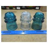 3 - Glass Power Line Insulators - Hemingray 42/45