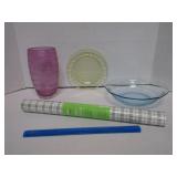 Lot - Shelf Liner and Glassware
