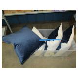 New Pillows, Set of 4, Blue Velour/White
