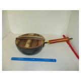 Heavy Steel Fry Pan with Wood Lid