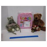 Lunch Bag & Stuffed Animals