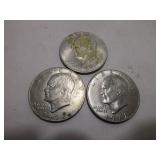 3 Vintage Eisenhower Dollar Coins