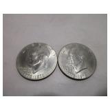 2 Vintage Bicentennial Eisenhower Dollar Coins