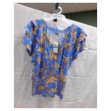 NEW WOMENS LARGE DEMOCRACY TOP *RUFFLE SHOULDERS