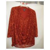 NEW WOMENS BLOUSE 1X NINA LEONARD