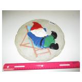 NAPPING GNOME, GARDEN STONE DECOR OR WALL HANGER