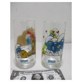 2 Rare Vintage 1982 Peyo, Smurf Glasses