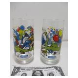 2 Rare Vintage 1983 Peyo, Smurf Glasses