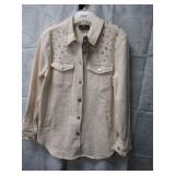 NEW WOMENS SHACKET XS - BUTTON UP - RHINESTONES
