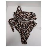 NEW WOMENS SWIM BIKINI LARGE/MEDIUM LEOPARD PRINT