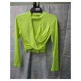 NEW WOMENS TOP SMALL NEON - LOW V NECK