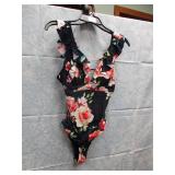 NEW WOMENS SWIM SUIT SMALL - RUFFLE SHOULDER