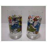 2 Rare Vintage 1983 Peyo Smurf Glasses
