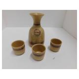 70s Pacific Stoneware USA Wine Carafe & Goblet Set