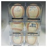 LOT OF SIX AUTOGRAPHED BASEBALLS WITH CASES