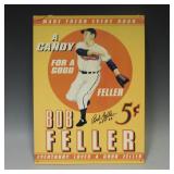 BOB FELLER AUTOGRAPHED SIGNED TIN SIGN