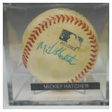 MICKEY HATCHER AUTOGRAPHED PRACTICE BASEBALL