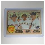 1968 TOPPS #490 SUPER STARS MANTLE MAYS HARMON HI#