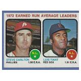1973 Topps 65 ERA Leaders Steve Carlton Luis Tiant