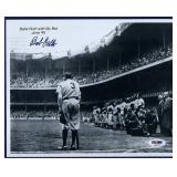 Bob Feller Signed 'Babe Ruth w/ My Bat' Photo PSA