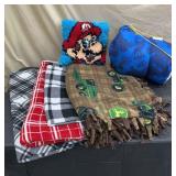 Blankets, Mario Pillow and Youth Sleeping Bag