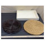 Plate Chargers, Brown (6), Wicker (2) & White tray