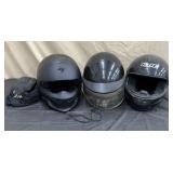 Three Motorcycle Helmets