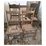 5 Vintage Wooden Chairs