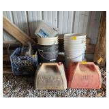 2 Gas Cans  5 Gallon Buckets  Milk Crate etc
