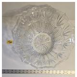 Large Ornate Clear Glass Punch Bowl